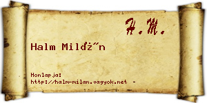 Halm Milán névjegykártya
